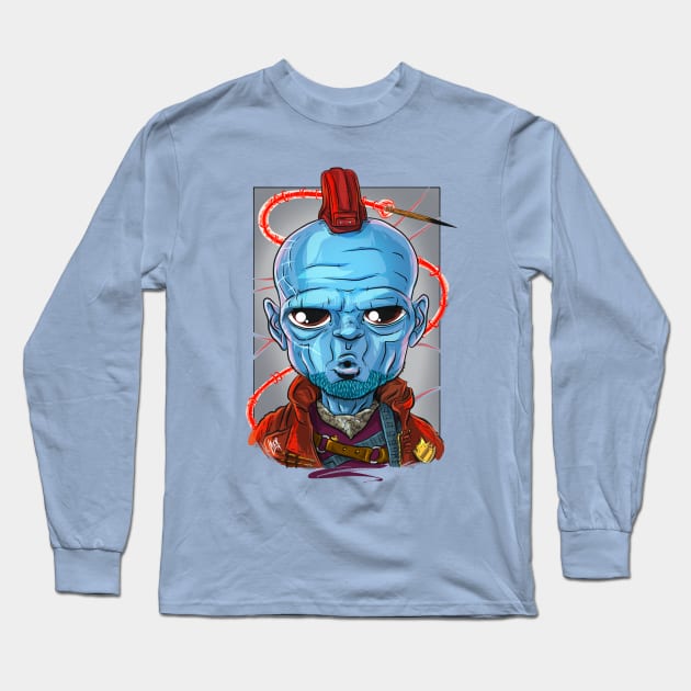 Pop Culture Caricature #8 - Yondu Long Sleeve T-Shirt by yazgar